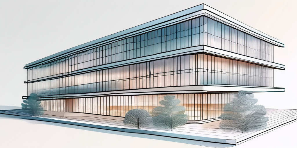 3D Architektenmodell modernes Gebaeude strukturelle Elemente Raumaufteilung digitaler Arbeitsplatz